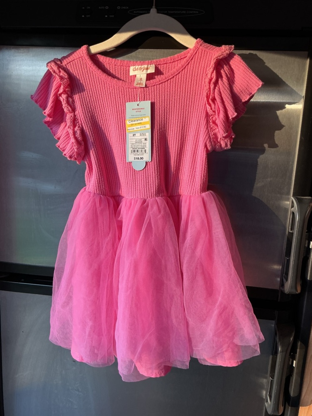 Cat & Jack Hot Pink Ruffle Sleeve Tulle Dress